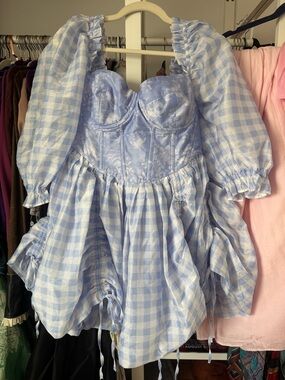 Selkie Gwyn Dress in Dairy Floral and Gingham Medium